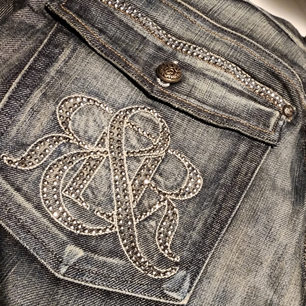 Rock & Republic Embelished Mens Blue Denim Jeans Size 36